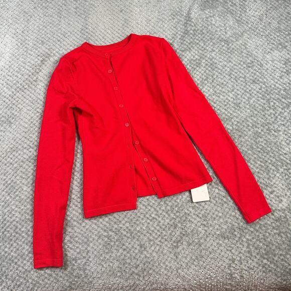 NWT Musera Red Classic Button Up Long Sleeve Cardigan S - Picture 1 of 6